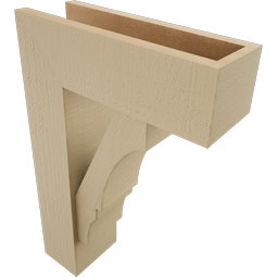 Ekena Millwork - BKTUR0554X16X24BOA05RCPR - Timberthane Faux Wood Balboa Style Bracket w/ Offset Brace, Block Ends, 5 1/2"W x 16"D x 24"H, Primed Tan