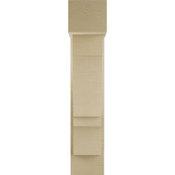Ekena Millwork - BKTUR0554X16X28BOA05RCPR - Timberthane Faux Wood Balboa Style Bracket w/ Offset Brace, Block Ends, 5 1/2"W x 16"D x 28"H, Primed Tan