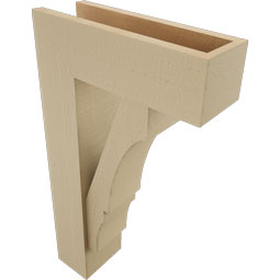 Ekena Millwork - BKTUR0554X16X28BOA05RCPR - Timberthane Faux Wood Balboa Style Bracket w/ Offset Brace, Block Ends, 5 1/2"W x 16"D x 28"H, Primed Tan