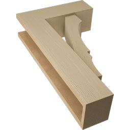 Ekena Millwork - BKTUR0554X16X28BOA05RCPR - Timberthane Faux Wood Balboa Style Bracket w/ Offset Brace, Block Ends, 5 1/2"W x 16"D x 28"H, Primed Tan