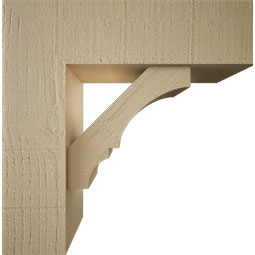 Ekena Millwork - BKTUR0554X18X18BOA05RCPR - Timberthane Faux Wood Balboa Style Bracket w/ Offset Brace, Block Ends, 5 1/2"W x 18"D x 18"H, Primed Tan