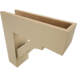 Ekena Millwork - BKTUR0554X18X18BOA05RCPR - Timberthane Faux Wood Balboa Style Bracket w/ Offset Brace, Block Ends, 5 1/2"W x 18"D x 18"H, Primed Tan