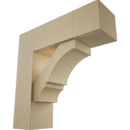 Ekena Millwork - BKTUR0554X18X18BOA05RCPR - Timberthane Faux Wood Balboa Style Bracket w/ Offset Brace, Block Ends, 5 1/2"W x 18"D x 18"H, Primed Tan