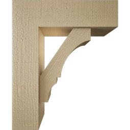 Ekena Millwork - BKTUR0554X18X22BOA05RCPR - Timberthane Faux Wood Balboa Style Bracket w/ Offset Brace, Block Ends, 5 1/2"W x 18"D x 22"H, Primed Tan
