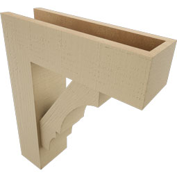 Ekena Millwork - BKTUR0554X18X22BOA05RCPR - Timberthane Faux Wood Balboa Style Bracket w/ Offset Brace, Block Ends, 5 1/2"W x 18"D x 22"H, Primed Tan