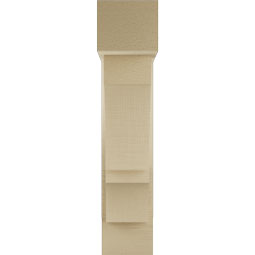 Ekena Millwork - BKTUR0554X18X26BOA05RCPR - Timberthane Faux Wood Balboa Style Bracket w/ Offset Brace, Block Ends, 5 1/2"W x 18"D x 26"H, Primed Tan