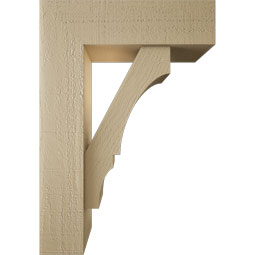 Ekena Millwork - BKTUR0554X18X26BOA05RCPR - Timberthane Faux Wood Balboa Style Bracket w/ Offset Brace, Block Ends, 5 1/2"W x 18"D x 26"H, Primed Tan