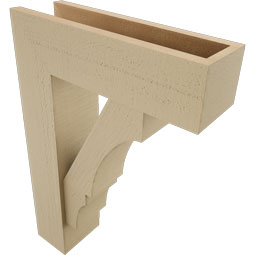 Ekena Millwork - BKTUR0554X18X26BOA05RCPR - Timberthane Faux Wood Balboa Style Bracket w/ Offset Brace, Block Ends, 5 1/2"W x 18"D x 26"H, Primed Tan