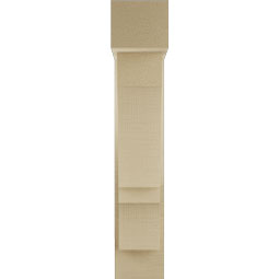 Ekena Millwork - BKTUR0554X18X30BOA05RCPR - Timberthane Faux Wood Balboa Style Bracket w/ Offset Brace, Block Ends, 5 1/2"W x 18"D x 30"H, Primed Tan
