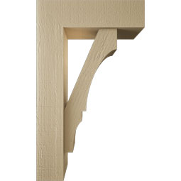 Ekena Millwork - BKTUR0554X18X30BOA05RCPR - Timberthane Faux Wood Balboa Style Bracket w/ Offset Brace, Block Ends, 5 1/2"W x 18"D x 30"H, Primed Tan