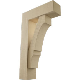 Ekena Millwork - BKTUR0554X18X30BOA05RCPR - Timberthane Faux Wood Balboa Style Bracket w/ Offset Brace, Block Ends, 5 1/2"W x 18"D x 30"H, Primed Tan