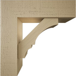 Ekena Millwork - BKTUR0554X20X20BOA05RCPR - Timberthane Faux Wood Balboa Style Bracket w/ Offset Brace, Block Ends, 5 1/2"W x 20"D x 20"H, Primed Tan