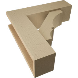 Ekena Millwork - BKTUR0554X20X20BOA05RCPR - Timberthane Faux Wood Balboa Style Bracket w/ Offset Brace, Block Ends, 5 1/2"W x 20"D x 20"H, Primed Tan