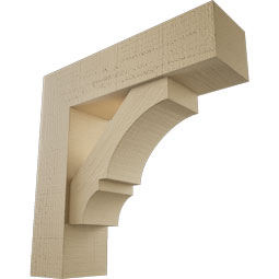 Ekena Millwork - BKTUR0554X20X20BOA05RCPR - Timberthane Faux Wood Balboa Style Bracket w/ Offset Brace, Block Ends, 5 1/2"W x 20"D x 20"H, Primed Tan