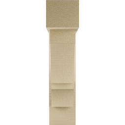 Ekena Millwork - BKTUR0554X20X24BOA05RCPR - Timberthane Faux Wood Balboa Style Bracket w/ Offset Brace, Block Ends, 5 1/2"W x 20"D x 24"H, Primed Tan