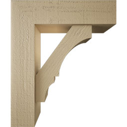 Ekena Millwork - BKTUR0554X20X24BOA05RCPR - Timberthane Faux Wood Balboa Style Bracket w/ Offset Brace, Block Ends, 5 1/2"W x 20"D x 24"H, Primed Tan