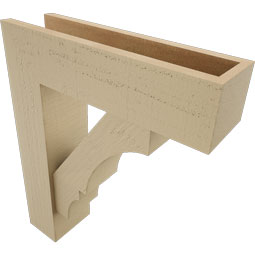 Ekena Millwork - BKTUR0554X20X24BOA05RCPR - Timberthane Faux Wood Balboa Style Bracket w/ Offset Brace, Block Ends, 5 1/2"W x 20"D x 24"H, Primed Tan