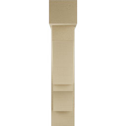 Ekena Millwork - BKTUR0554X20X28BOA05RCPR - Timberthane Faux Wood Balboa Style Bracket w/ Offset Brace, Block Ends, 5 1/2"W x 20"D x 28"H, Primed Tan