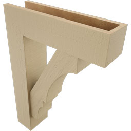 Ekena Millwork - BKTUR0554X20X28BOA05RCPR - Timberthane Faux Wood Balboa Style Bracket w/ Offset Brace, Block Ends, 5 1/2"W x 20"D x 28"H, Primed Tan
