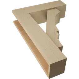 Ekena Millwork - BKTUR0554X20X28BOA05RCPR - Timberthane Faux Wood Balboa Style Bracket w/ Offset Brace, Block Ends, 5 1/2"W x 20"D x 28"H, Primed Tan