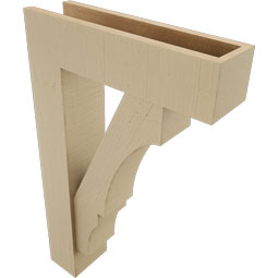 Ekena Millwork - BKTUR0554X20X32BOA05RCPR - Timberthane Faux Wood Balboa Style Bracket w/ Offset Brace, Block Ends, 5 1/2"W x 20"D x 32"H, Primed Tan