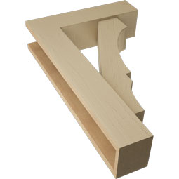 Ekena Millwork - BKTUR0554X20X32BOA05RCPR - Timberthane Faux Wood Balboa Style Bracket w/ Offset Brace, Block Ends, 5 1/2"W x 20"D x 32"H, Primed Tan