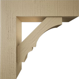 Ekena Millwork - BKTUR0554X22X22BOA05RCPR - Timberthane Faux Wood Balboa Style Bracket w/ Offset Brace, Block Ends, 5 1/2"W x 22"D x 22"H, Primed Tan