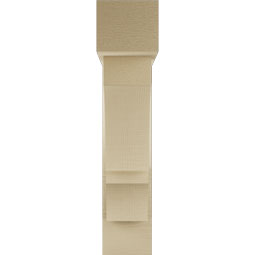 Ekena Millwork - BKTUR0554X22X26BOA05RCPR - Timberthane Faux Wood Balboa Style Bracket w/ Offset Brace, Block Ends, 5 1/2"W x 22"D x 26"H, Primed Tan