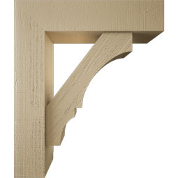 Ekena Millwork - BKTUR0554X22X26BOA05RCPR - Timberthane Faux Wood Balboa Style Bracket w/ Offset Brace, Block Ends, 5 1/2"W x 22"D x 26"H, Primed Tan