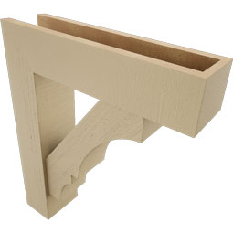 Ekena Millwork - BKTUR0554X22X26BOA05RCPR - Timberthane Faux Wood Balboa Style Bracket w/ Offset Brace, Block Ends, 5 1/2"W x 22"D x 26"H, Primed Tan