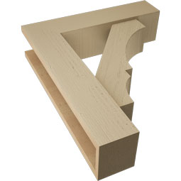 Ekena Millwork - BKTUR0554X22X26BOA05RCPR - Timberthane Faux Wood Balboa Style Bracket w/ Offset Brace, Block Ends, 5 1/2"W x 22"D x 26"H, Primed Tan