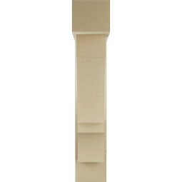 Ekena Millwork - BKTUR0554X22X30BOA05RCPR - Timberthane Faux Wood Balboa Style Bracket w/ Offset Brace, Block Ends, 5 1/2"W x 22"D x 30"H, Primed Tan