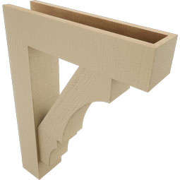 Ekena Millwork - BKTUR0554X22X30BOA05RCPR - Timberthane Faux Wood Balboa Style Bracket w/ Offset Brace, Block Ends, 5 1/2"W x 22"D x 30"H, Primed Tan