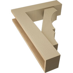 Ekena Millwork - BKTUR0554X22X30BOA05RCPR - Timberthane Faux Wood Balboa Style Bracket w/ Offset Brace, Block Ends, 5 1/2"W x 22"D x 30"H, Primed Tan