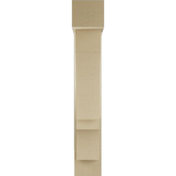 Ekena Millwork - BKTUR0554X22X34BOA05RCPR - Timberthane Faux Wood Balboa Style Bracket w/ Offset Brace, Block Ends, 5 1/2"W x 22"D x 34"H, Primed Tan