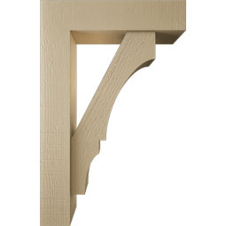 Ekena Millwork - BKTUR0554X22X34BOA05RCPR - Timberthane Faux Wood Balboa Style Bracket w/ Offset Brace, Block Ends, 5 1/2"W x 22"D x 34"H, Primed Tan