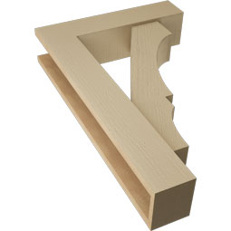Ekena Millwork - BKTUR0554X22X34BOA05RCPR - Timberthane Faux Wood Balboa Style Bracket w/ Offset Brace, Block Ends, 5 1/2"W x 22"D x 34"H, Primed Tan