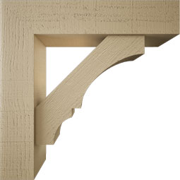 Ekena Millwork - BKTUR0554X24X24BOA05RCPR - Timberthane Faux Wood Balboa Style Bracket w/ Offset Brace, Block Ends, 5 1/2"W x 24"D x 24"H, Primed Tan