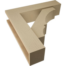 Ekena Millwork - BKTUR0554X24X24BOA05RCPR - Timberthane Faux Wood Balboa Style Bracket w/ Offset Brace, Block Ends, 5 1/2"W x 24"D x 24"H, Primed Tan