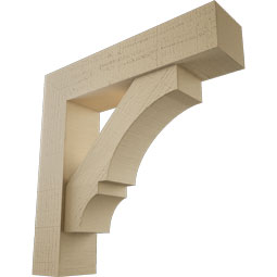 Ekena Millwork - BKTUR0554X24X24BOA05RCPR - Timberthane Faux Wood Balboa Style Bracket w/ Offset Brace, Block Ends, 5 1/2"W x 24"D x 24"H, Primed Tan