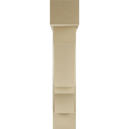 Ekena Millwork - BKTUR0554X24X28BOA05RCPR - Timberthane Faux Wood Balboa Style Bracket w/ Offset Brace, Block Ends, 5 1/2"W x 24"D x 28"H, Primed Tan