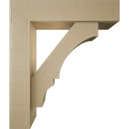 Ekena Millwork - BKTUR0554X24X28BOA05RCPR - Timberthane Faux Wood Balboa Style Bracket w/ Offset Brace, Block Ends, 5 1/2"W x 24"D x 28"H, Primed Tan