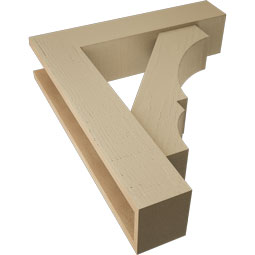 Ekena Millwork - BKTUR0554X24X28BOA05RCPR - Timberthane Faux Wood Balboa Style Bracket w/ Offset Brace, Block Ends, 5 1/2"W x 24"D x 28"H, Primed Tan