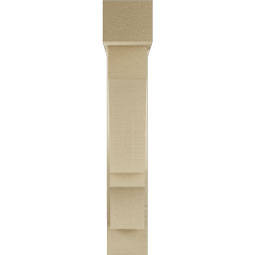 Ekena Millwork - BKTUR0554X24X32BOA05RCPR - Timberthane Faux Wood Balboa Style Bracket w/ Offset Brace, Block Ends, 5 1/2"W x 24"D x 32"H, Primed Tan