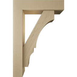 Ekena Millwork - BKTUR0554X24X36BOA05RCPR - Timberthane Faux Wood Balboa Style Bracket w/ Offset Brace, Block Ends, 5 1/2"W x 24"D x 36"H, Primed Tan