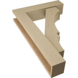 Ekena Millwork - BKTUR0554X24X36BOA05RCPR - Timberthane Faux Wood Balboa Style Bracket w/ Offset Brace, Block Ends, 5 1/2"W x 24"D x 36"H, Primed Tan