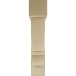 Ekena Millwork - BKTUR0554X26X26BOA05RCPR - Timberthane Faux Wood Balboa Style Bracket w/ Offset Brace, Block Ends, 5 1/2"W x 26"D x 26"H, Primed Tan
