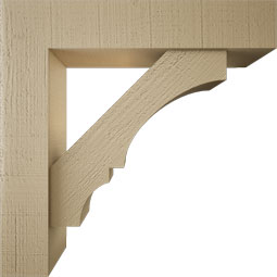 Ekena Millwork - BKTUR0554X26X26BOA05RCPR - Timberthane Faux Wood Balboa Style Bracket w/ Offset Brace, Block Ends, 5 1/2"W x 26"D x 26"H, Primed Tan