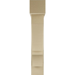 Ekena Millwork - BKTUR0554X26X30BOA05RCPR - Timberthane Faux Wood Balboa Style Bracket w/ Offset Brace, Block Ends, 5 1/2"W x 26"D x 30"H, Primed Tan