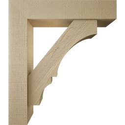 Ekena Millwork - BKTUR0554X26X30BOA05RCPR - Timberthane Faux Wood Balboa Style Bracket w/ Offset Brace, Block Ends, 5 1/2"W x 26"D x 30"H, Primed Tan